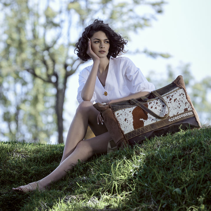 SALT N PEPPER CANVAS AND HAIRON BAG - MyraUSA