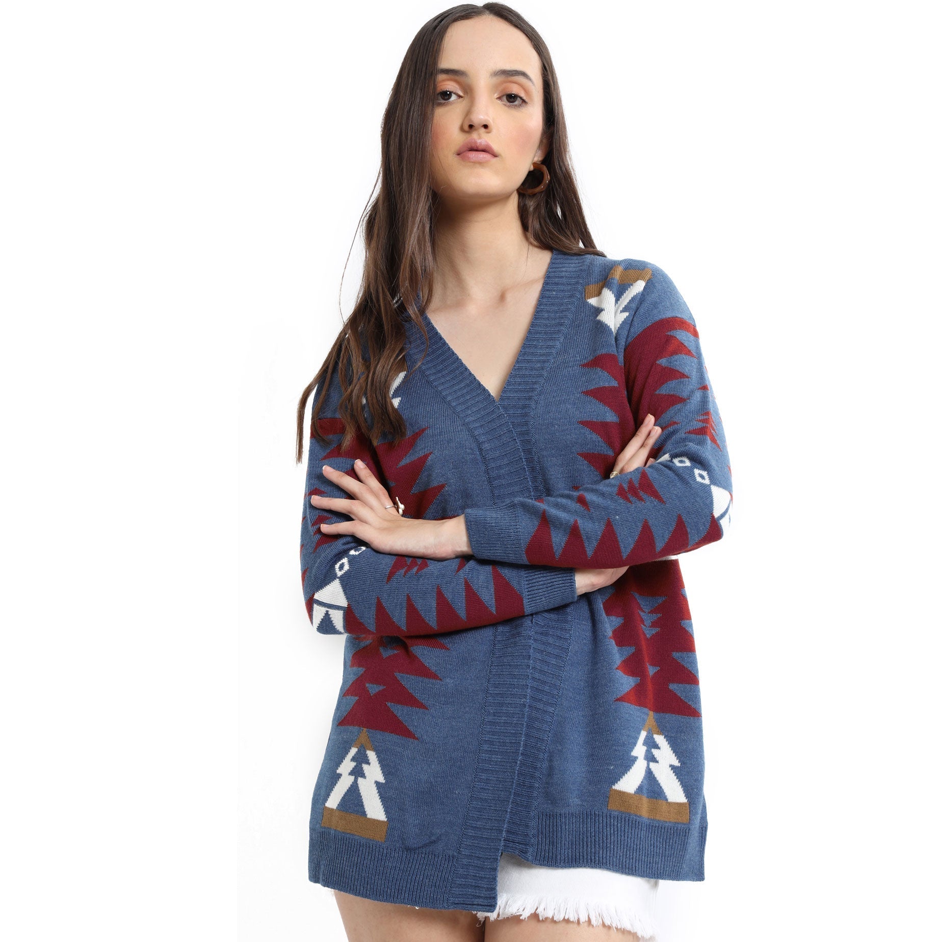 Red Vine Cardigan Sweater - MyraUSA
