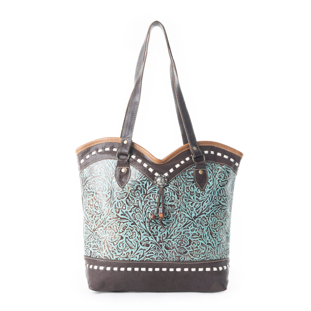 Astral Blue Leather & Hairon Bag - Myra USA