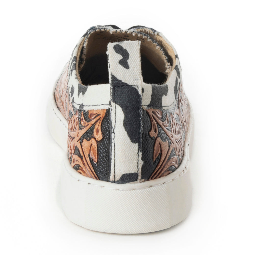 Women Limited Edition Cowprint with Handtooling Sneaker - MyraUSA