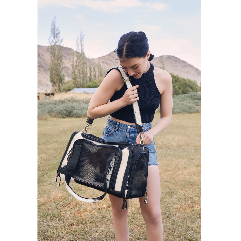 Smoke Hairon Leather Dog Bag - MyraUSA