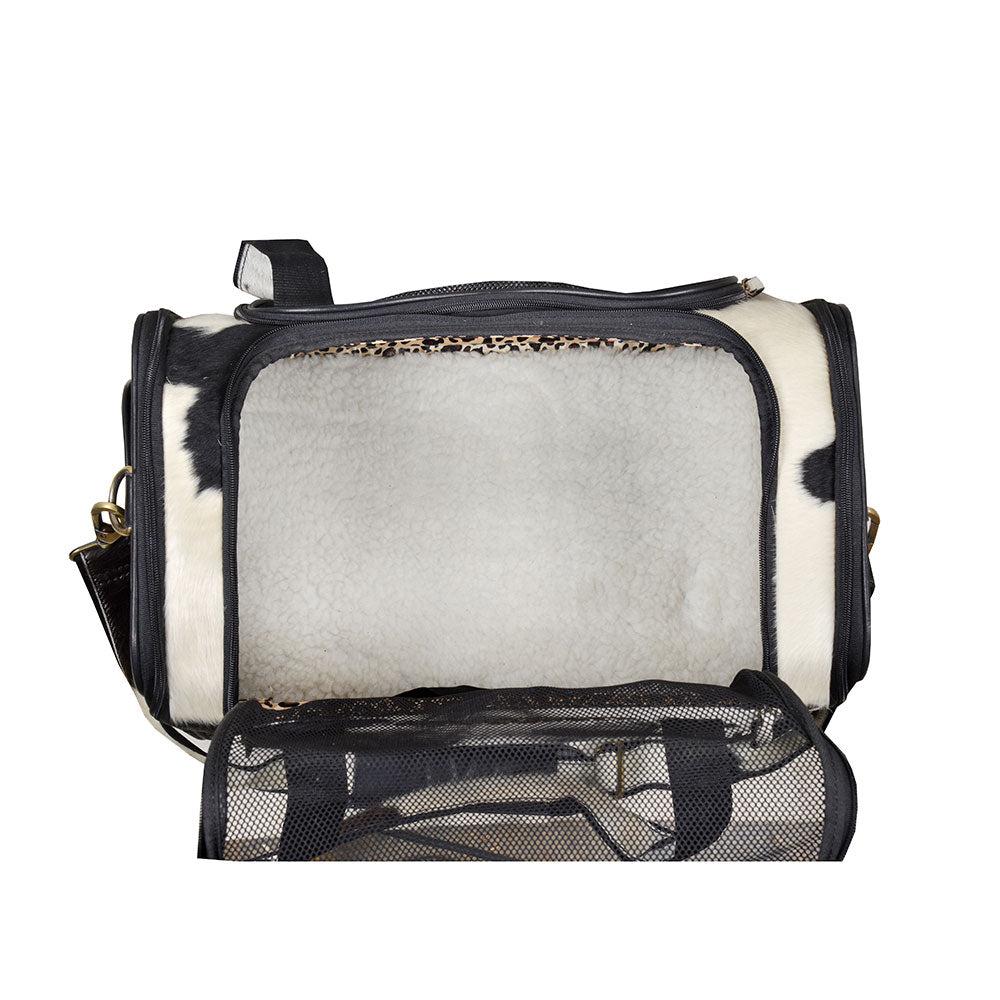 Smoke Hairon Leather Dog Bag - MyraUSA