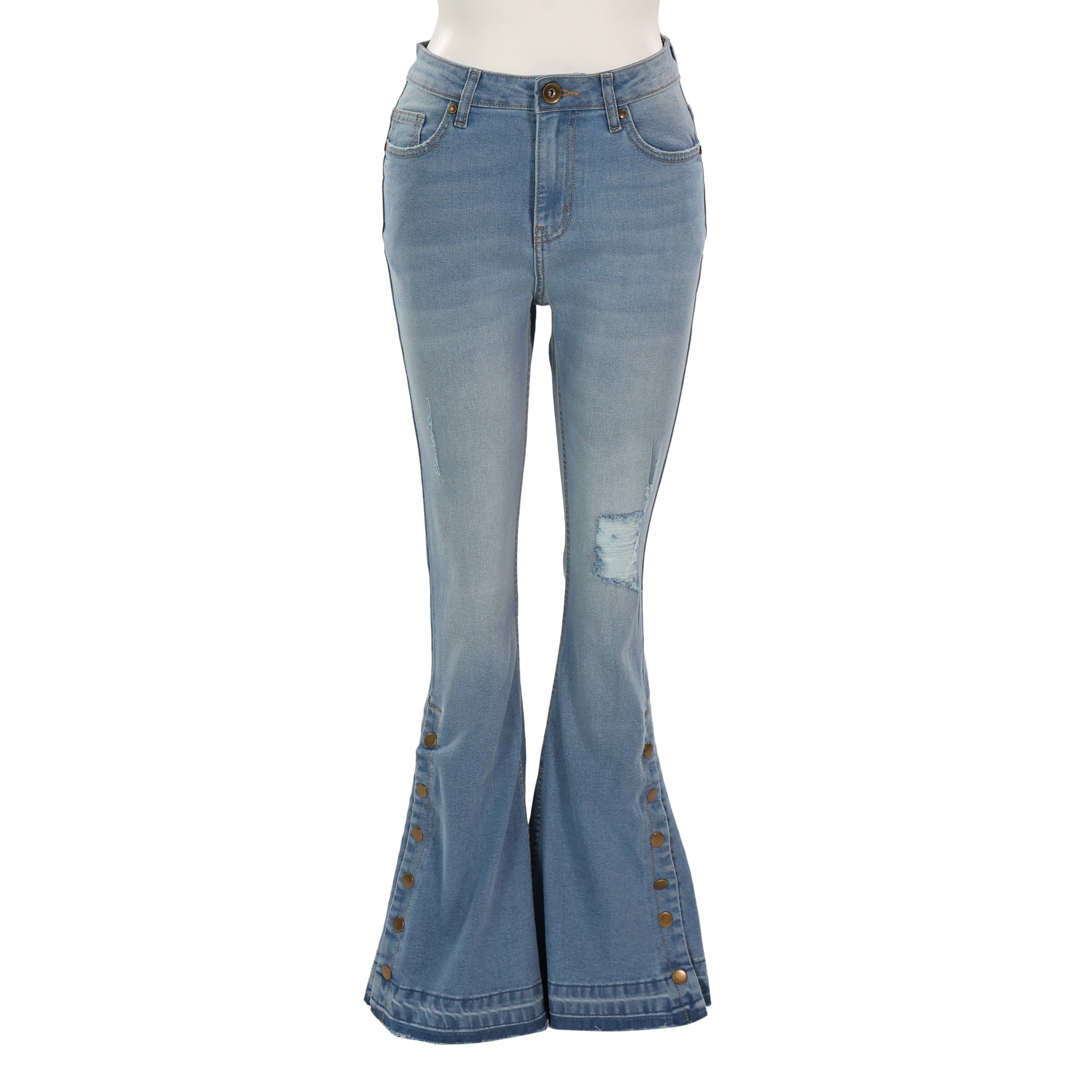 Regina Flared Button Accent Leg Jeans - Myra USA