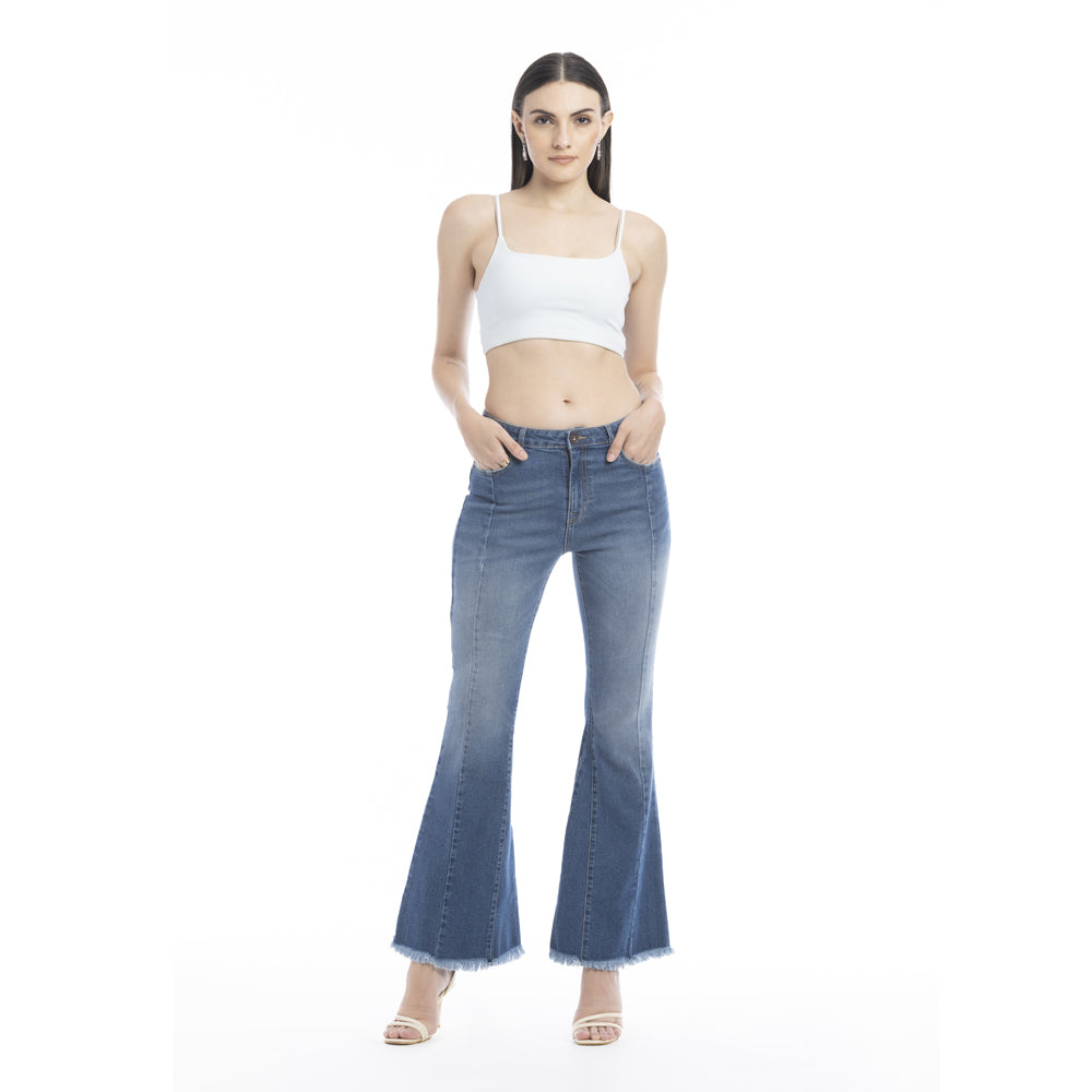 Viviana Length Stitch Accent Flared Leg Jeans - Myra USA