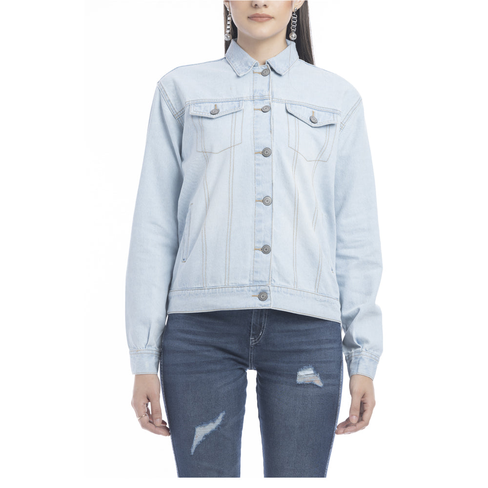 Cassie Fringed Light Wash Denim Jacket - Myra USA