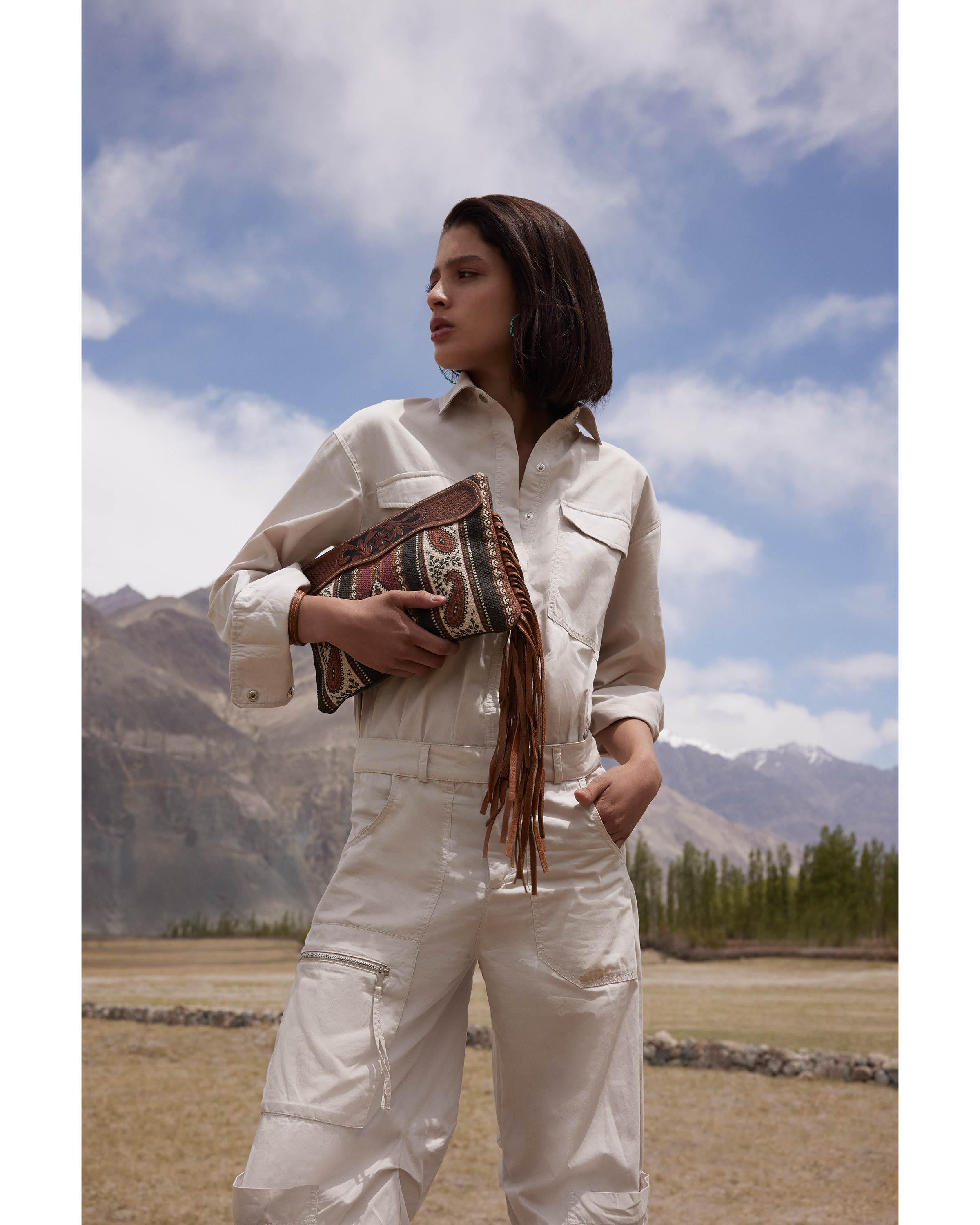 Mojave Paisley Fringed Hand-Tooled Bag - Myra USA