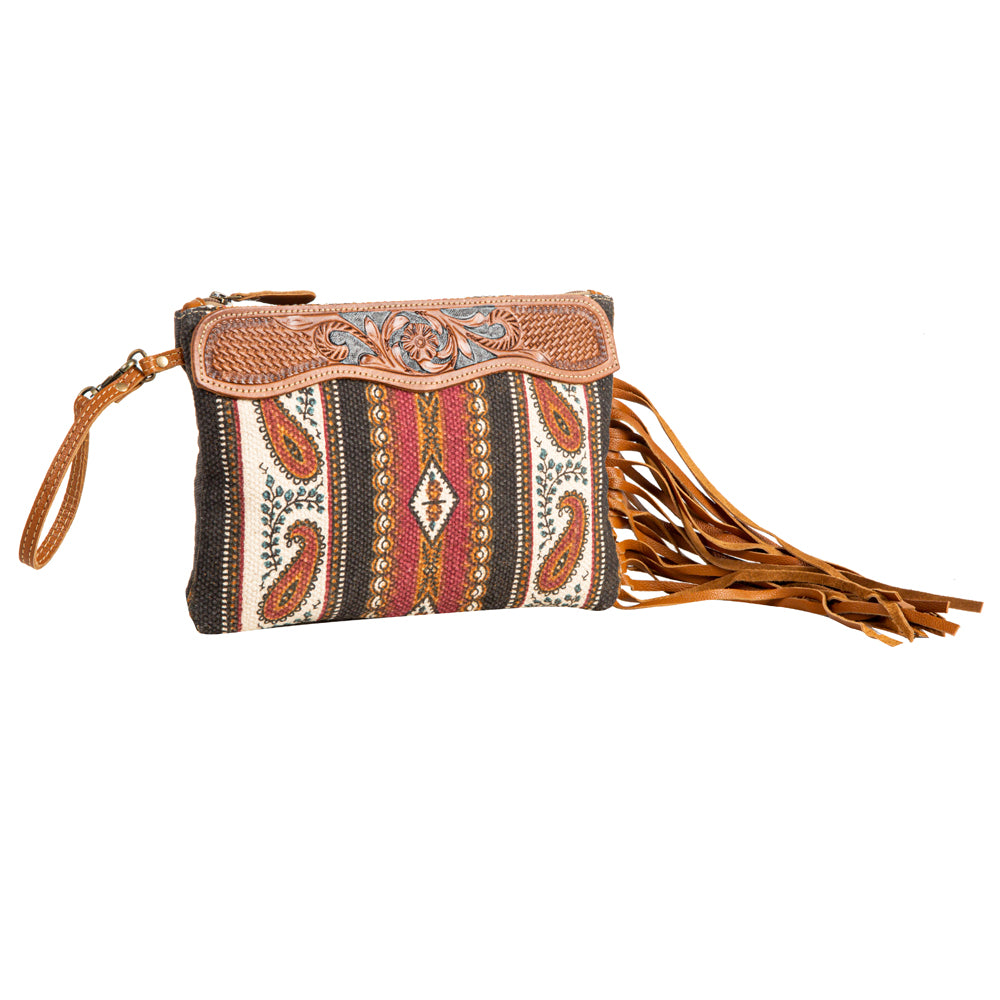 Mojave Paisley Fringed Hand-Tooled Bag - Myra USA
