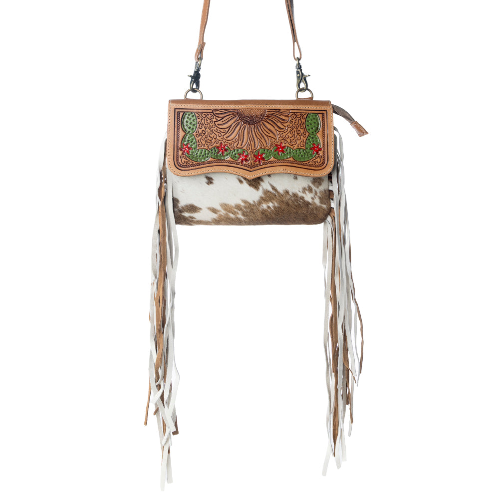 Glossy Moss Hand-Tooled Bag - Myra USA