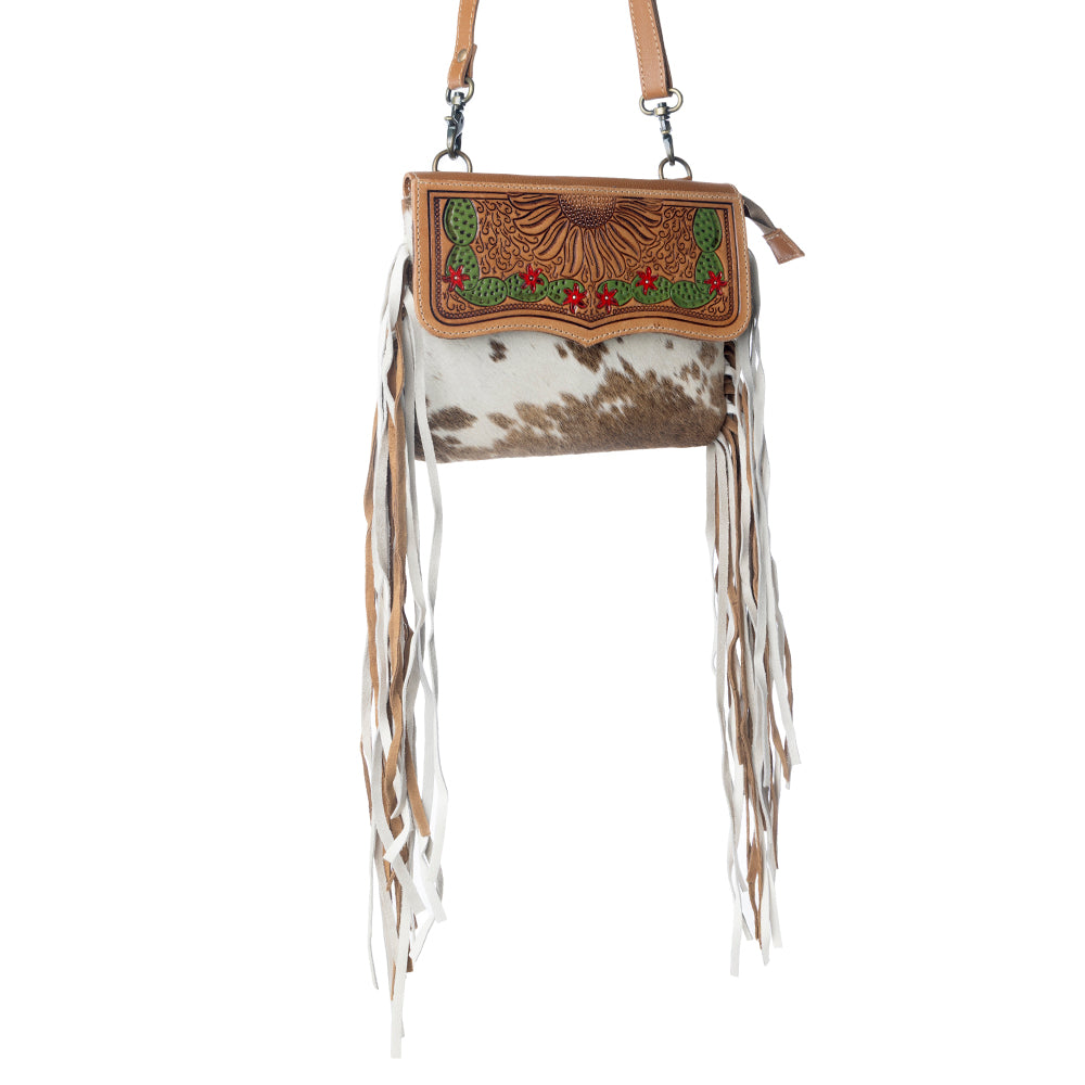 Glossy Moss Hand-Tooled Bag - Myra USA