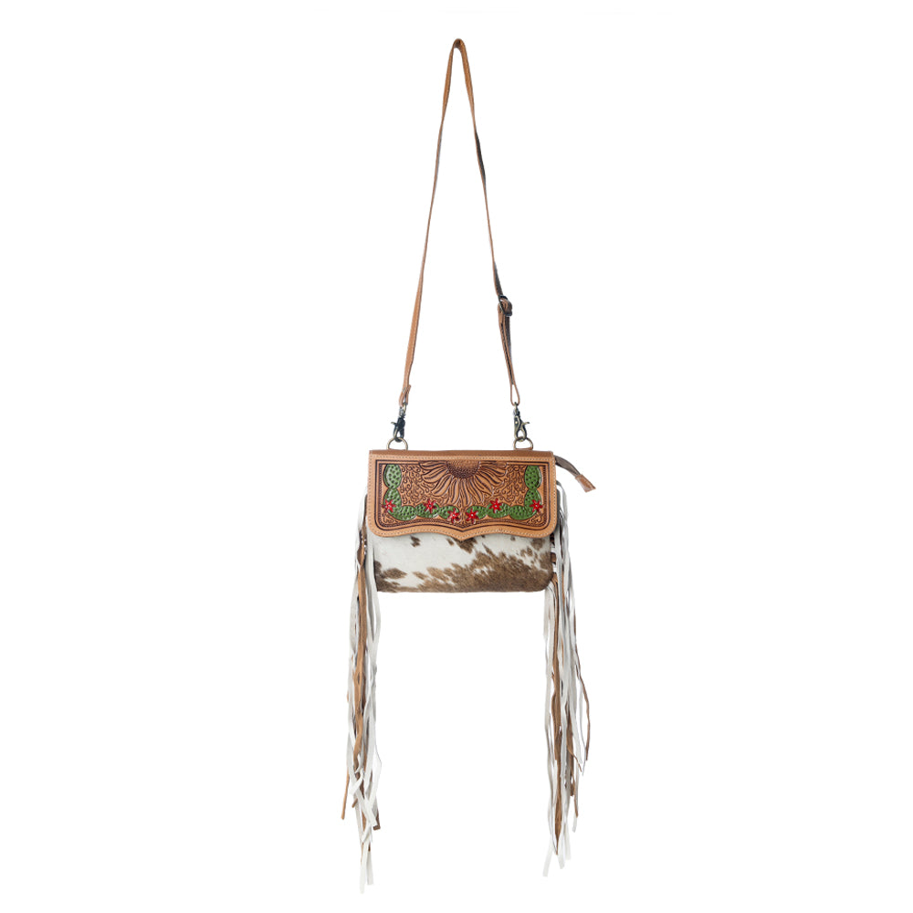 Glossy Moss Hand-Tooled Bag - Myra USA
