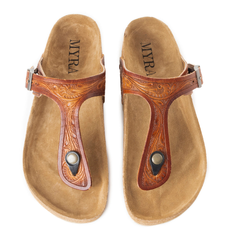 Crockler Western Hand-Tooled Sandals - MyraUSA