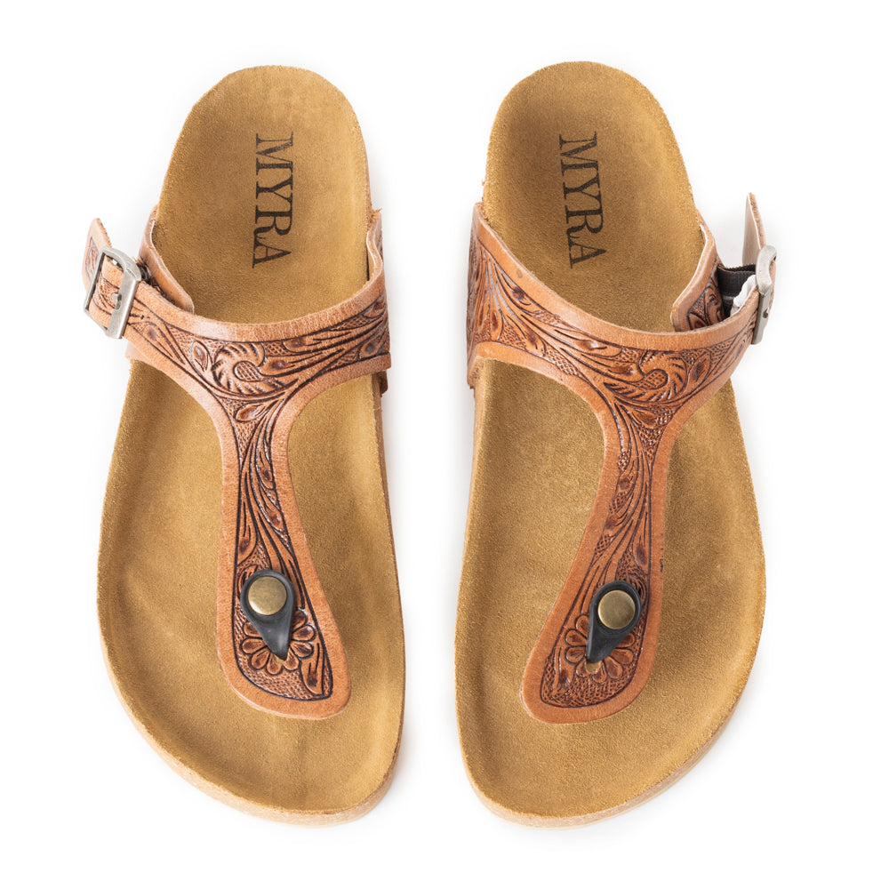 Grashius Western Hand-Tooled Sandals - MyraUSA