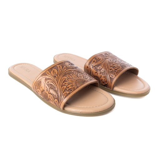 Coppu Western Hand-Tooled Sandals - Myra USA