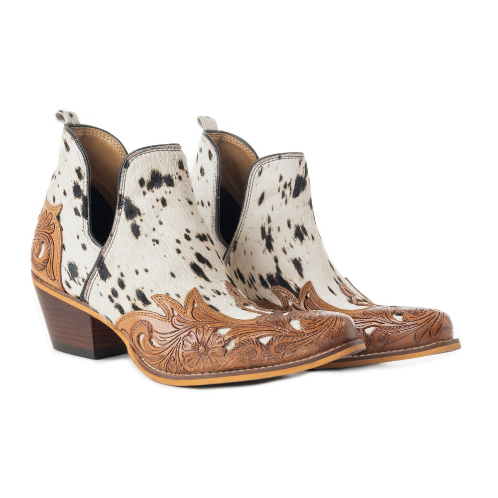 West Street Western Hand-Tooled Booties - MyraUSA