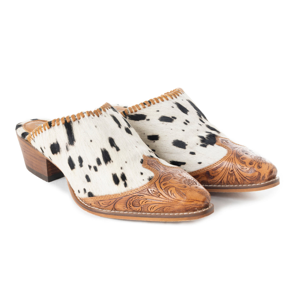 Heely Western Hand-Tooled Mules - MyraUSA