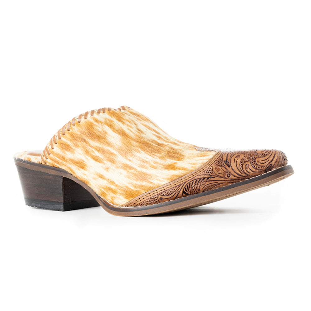 Orange Western Hand-Tooled Mules - MyraUSA