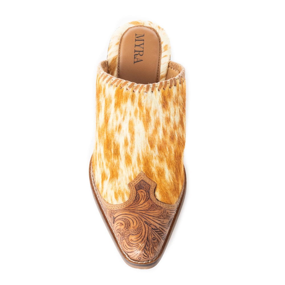 Orange Western Hand-Tooled Mules - MyraUSA