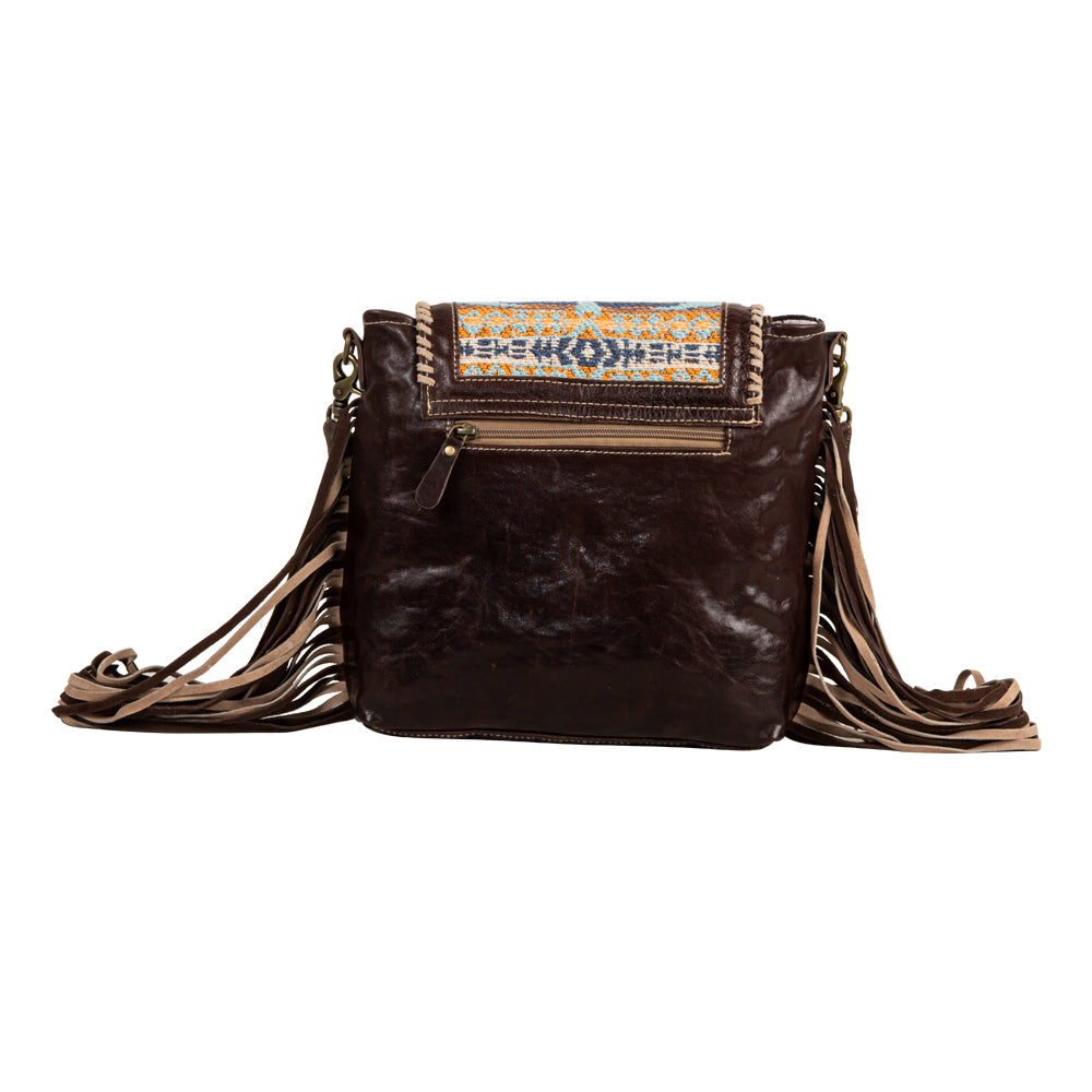 Sun Serape Fringed Leather Hairon Bag - Myra USA