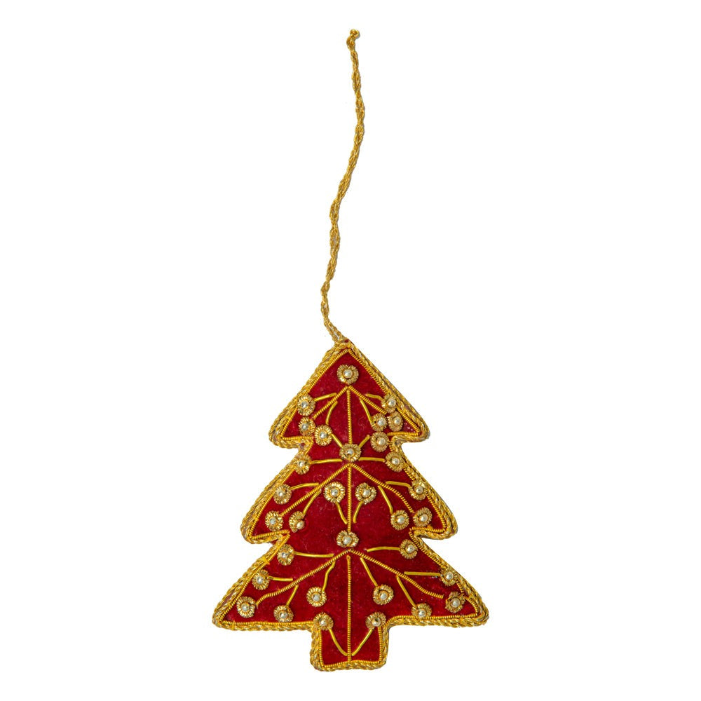 Jeweled Christmas Tree Ornament In Red - Myra USA