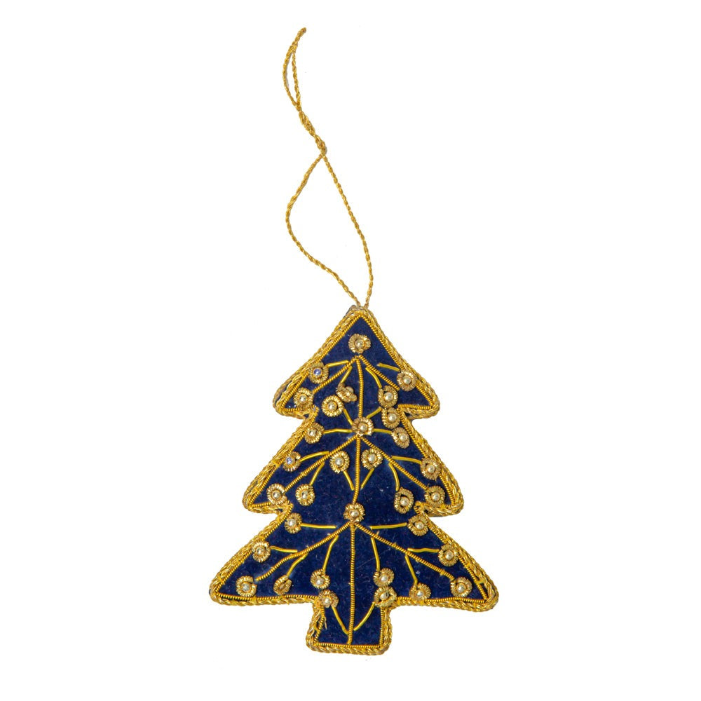 Jeweled Christmas Tree Ornament In Royal Blue - Myra USA