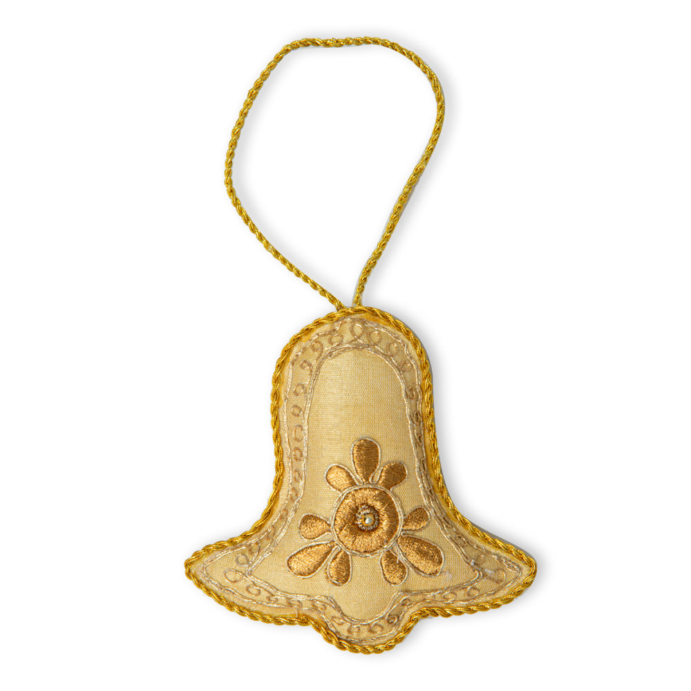 Golden Beaded Jeweled Bell Ornament - Myra USA