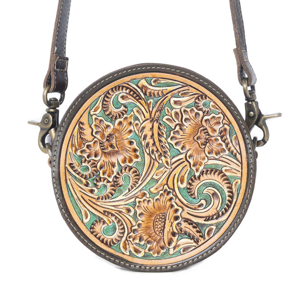 Magnolia Lane Hand-Tooled Round Bag