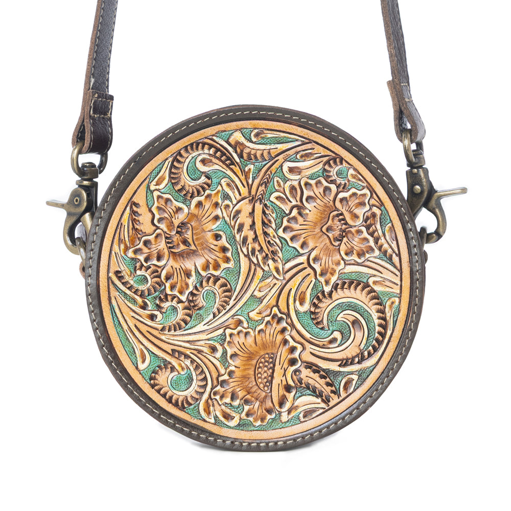 Magnolia Lane Hand-Tooled Round Bag - Myra USA