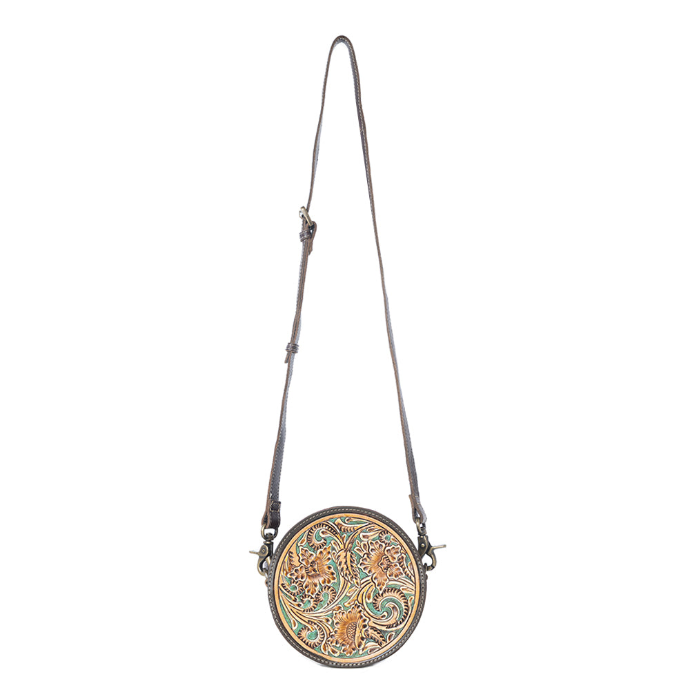 Magnolia Lane Hand-Tooled Round Bag - Myra USA