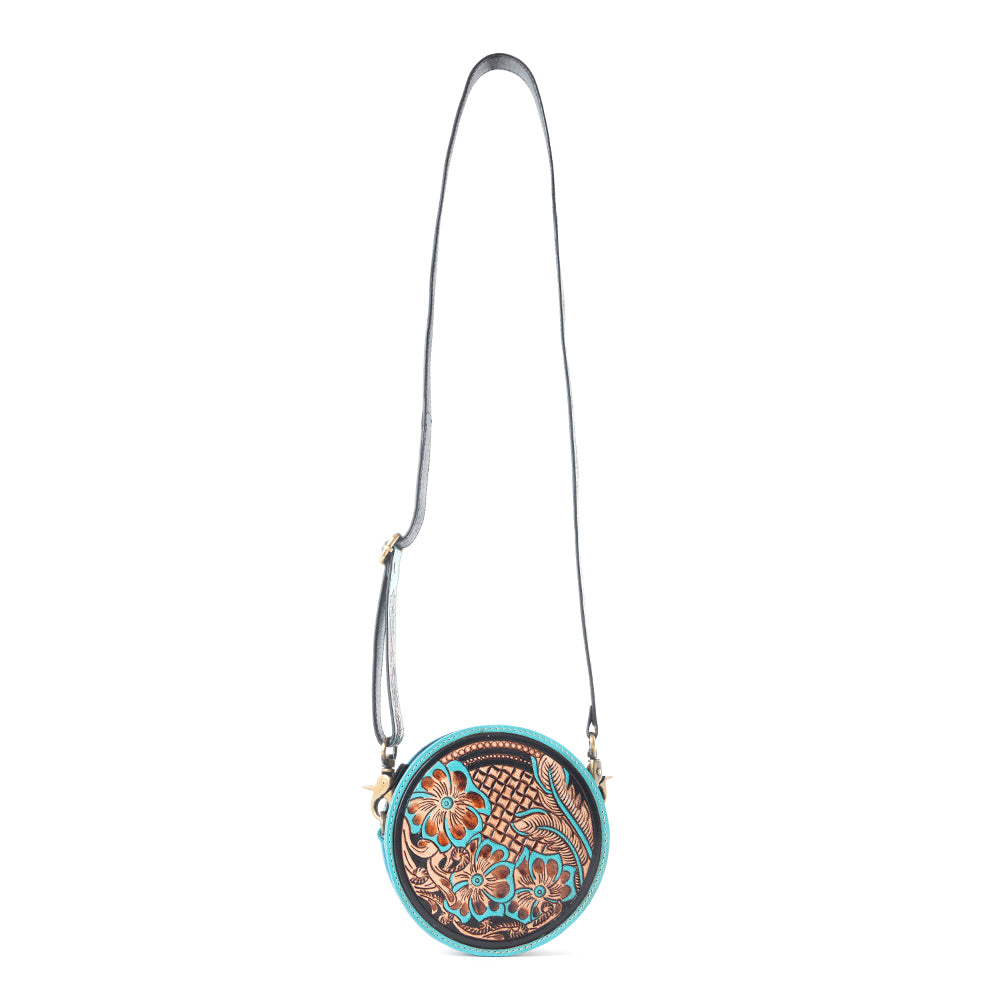 Priceless Love Small Hand-Tooled Round Bag - Myra USA