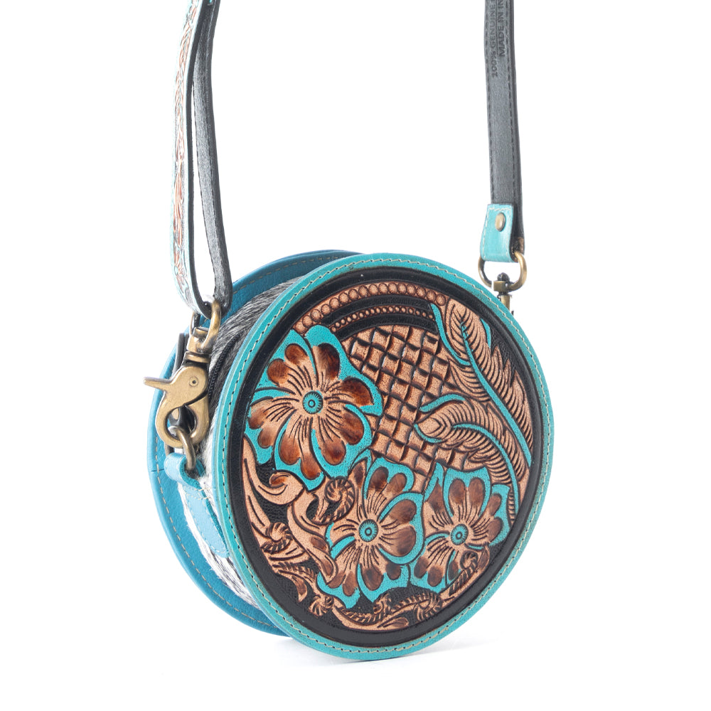 Priceless Love Small Hand-Tooled Round Bag - Myra USA