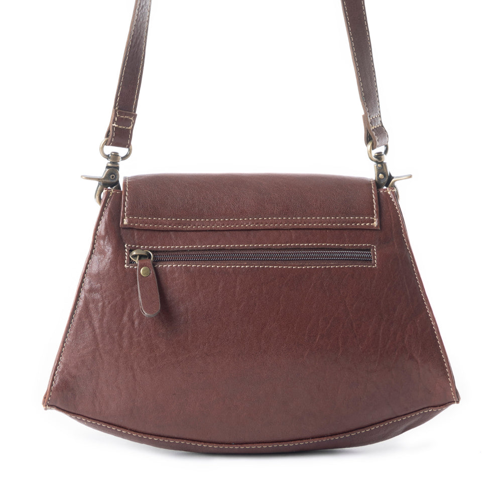 Showy Sunflower Trapezoid Hand-Tooled Bag - Myra USA