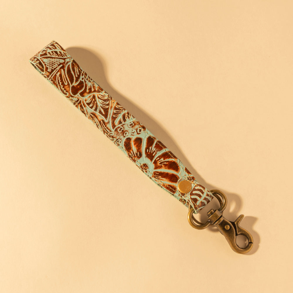Pathflower Trail Hand-Tooled Key Fob