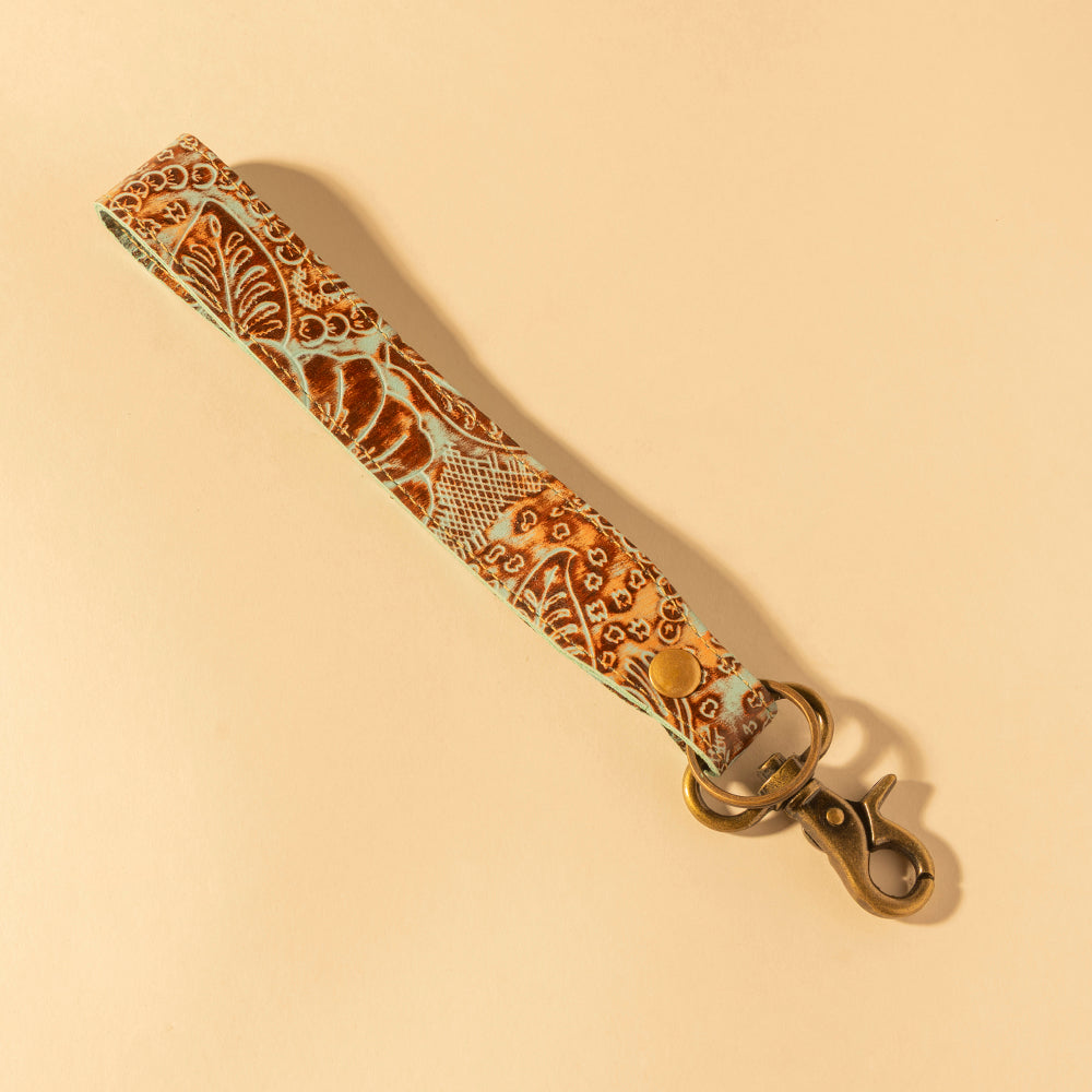 Pathflower Trail Hand-Tooled Key Fob