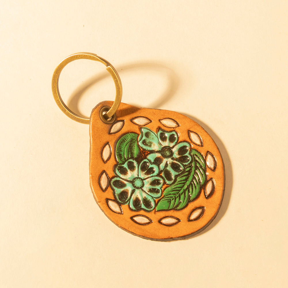Belle Blooms Hand-Tooled Key Fob - Myra USA