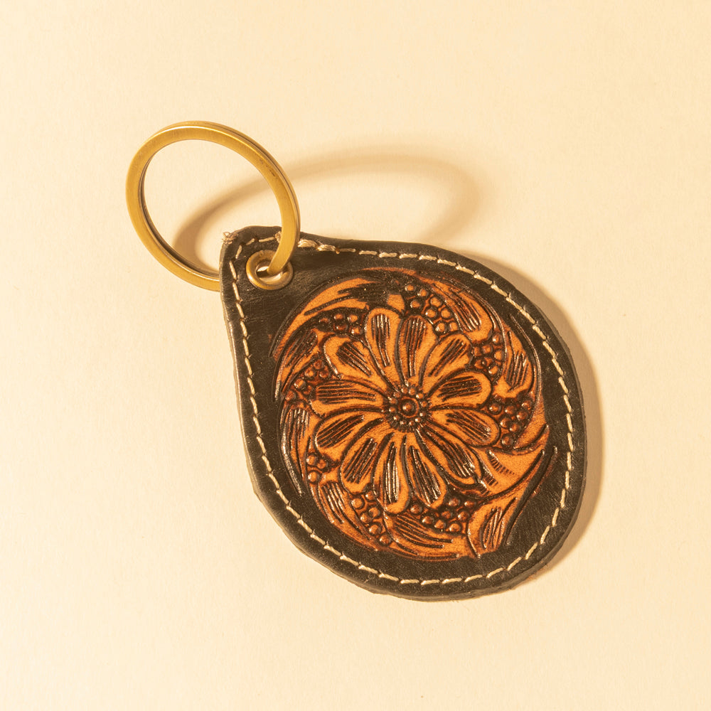 Classic Country Medallion Hand-Tooled Key Fob - Myra USA