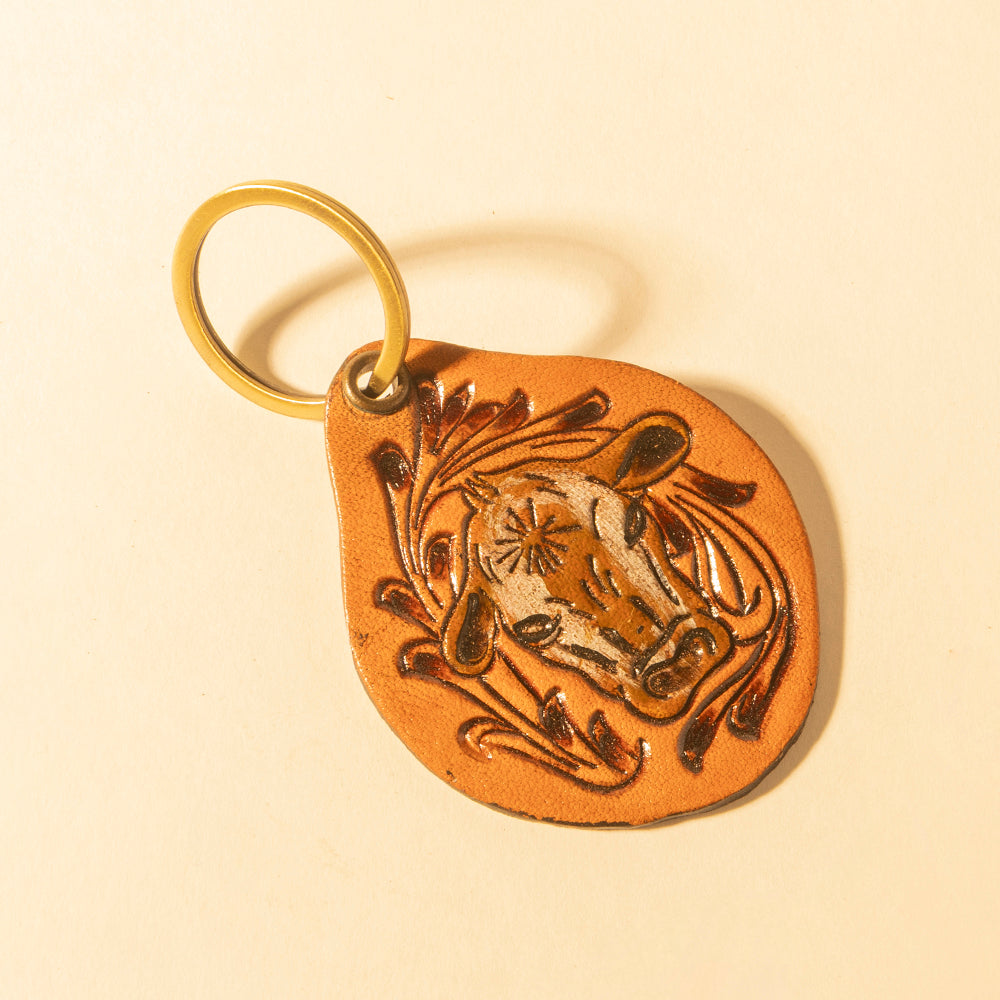 Steer Trail Hand-Tooled Key Fob - Myra USA