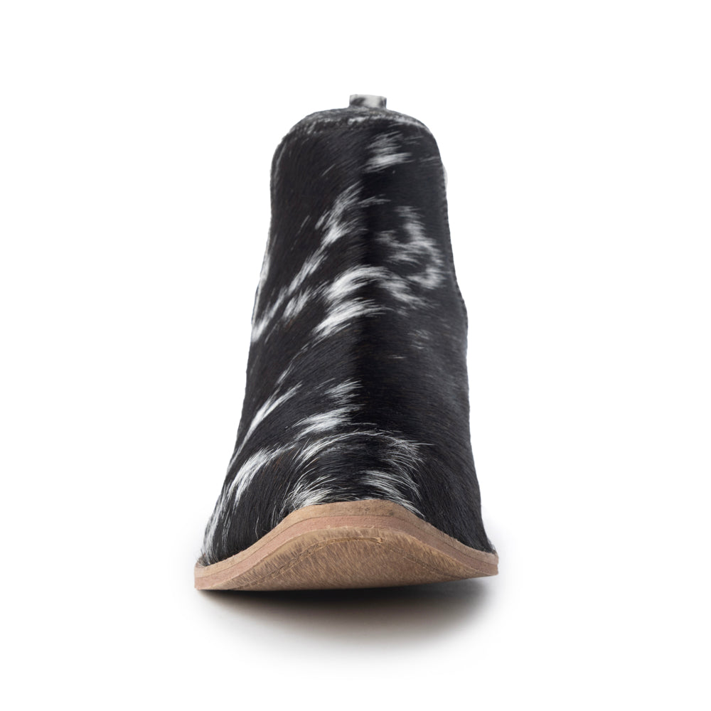 Sunset Bloom Split-Top Hair-On Hide Boots In Black & White - Myra USA
