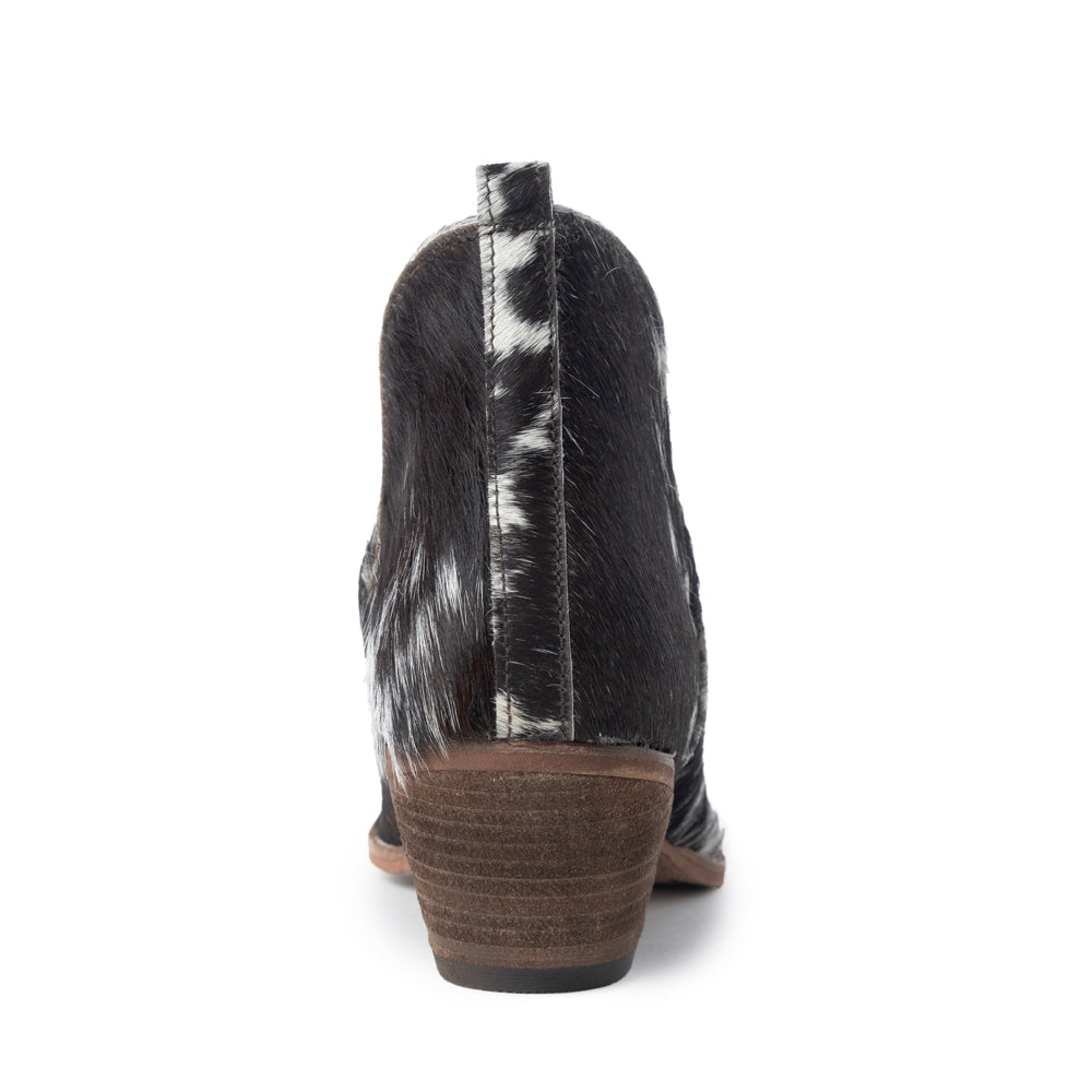Sunset Bloom Split-Top Hair-On Hide Boots In Black & White - Myra USA