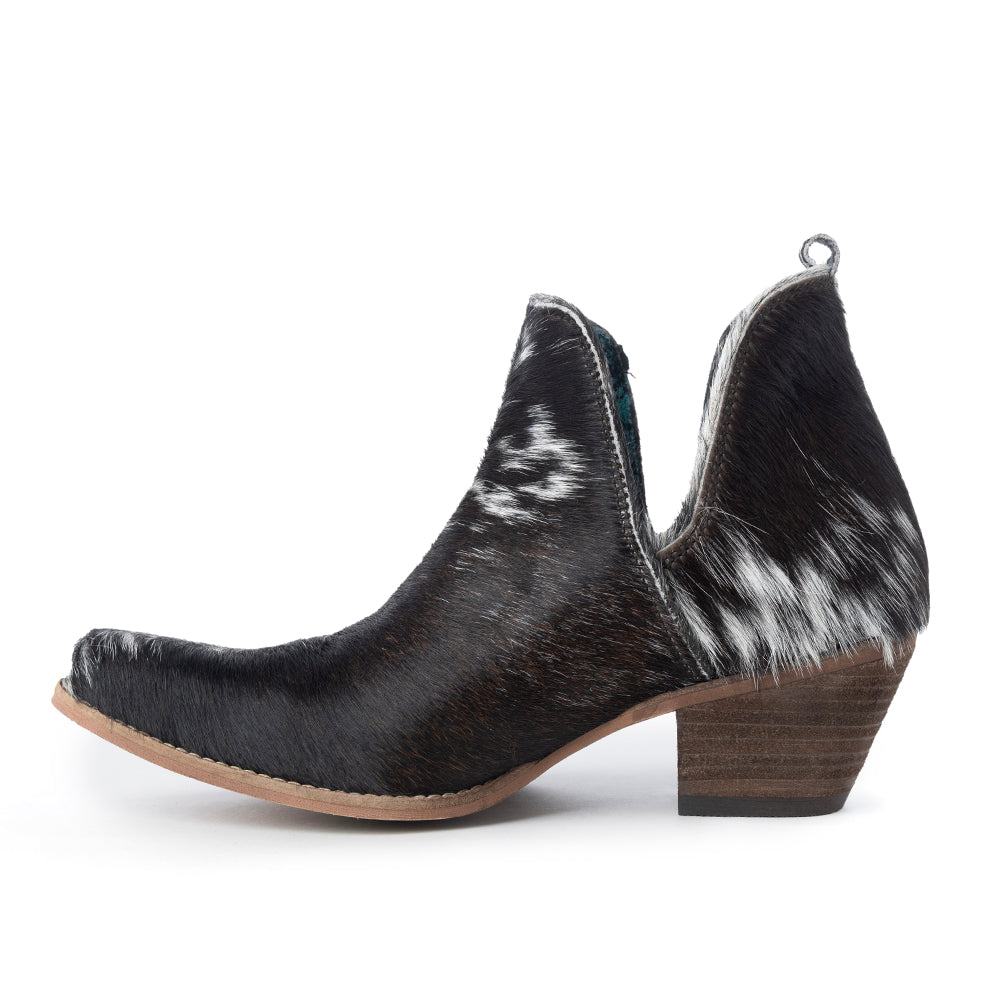 Sunset Bloom Split-Top Hair-On Hide Boots In Black & White - Myra USA