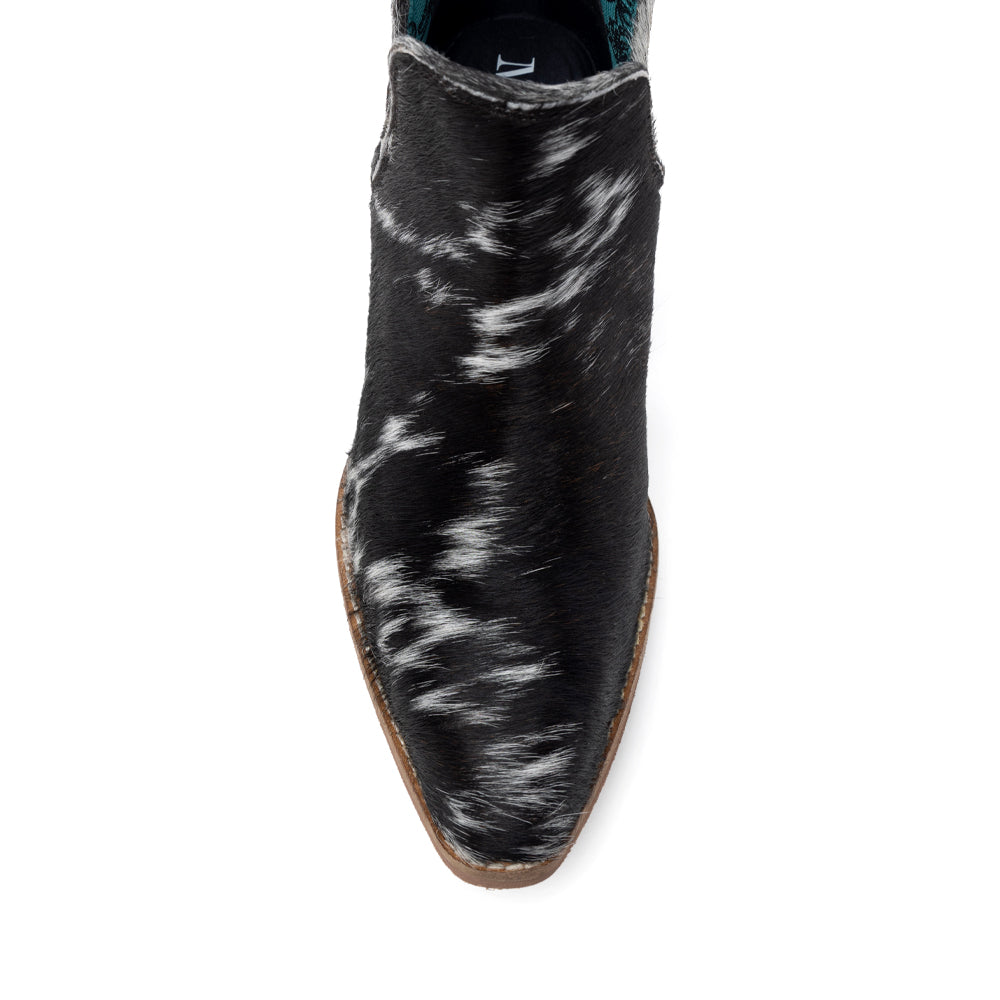 Sunset Bloom Split-Top Hair-On Hide Boots In Black & White - Myra USA