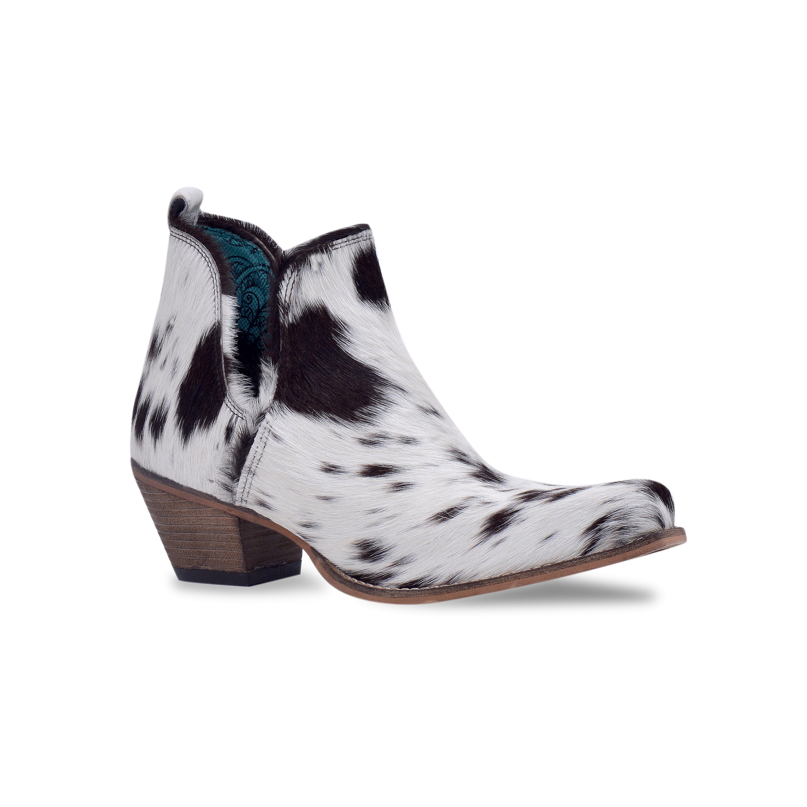 Sunset Bloom Split-Top Hair-On Hide Boots In Black & White - Myra USA