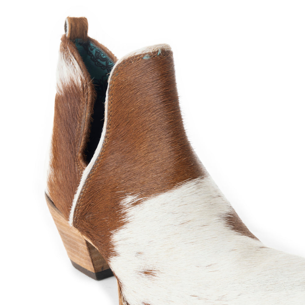 Sunset Bloom Split-Top Hair-On Hide Boots In Speckled Fawn - Myra USA