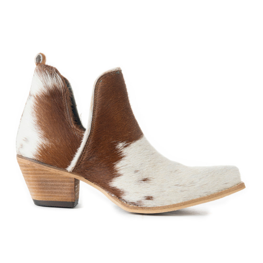 Sunset Bloom Split-Top Hair-On Hide Boots In Speckled Fawn - Myra USA