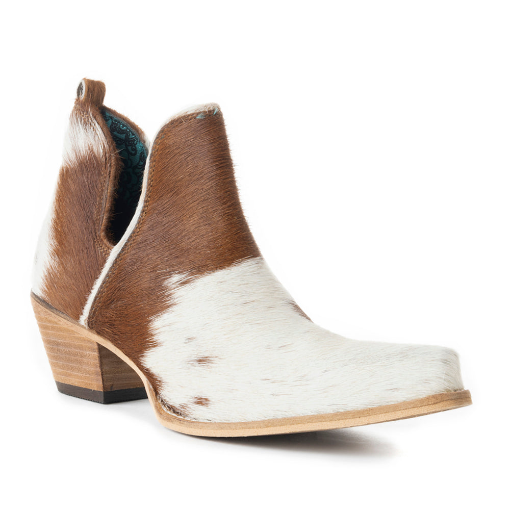 Sunset Bloom Split-Top Hair-On Hide Boots In Speckled Fawn - Myra USA