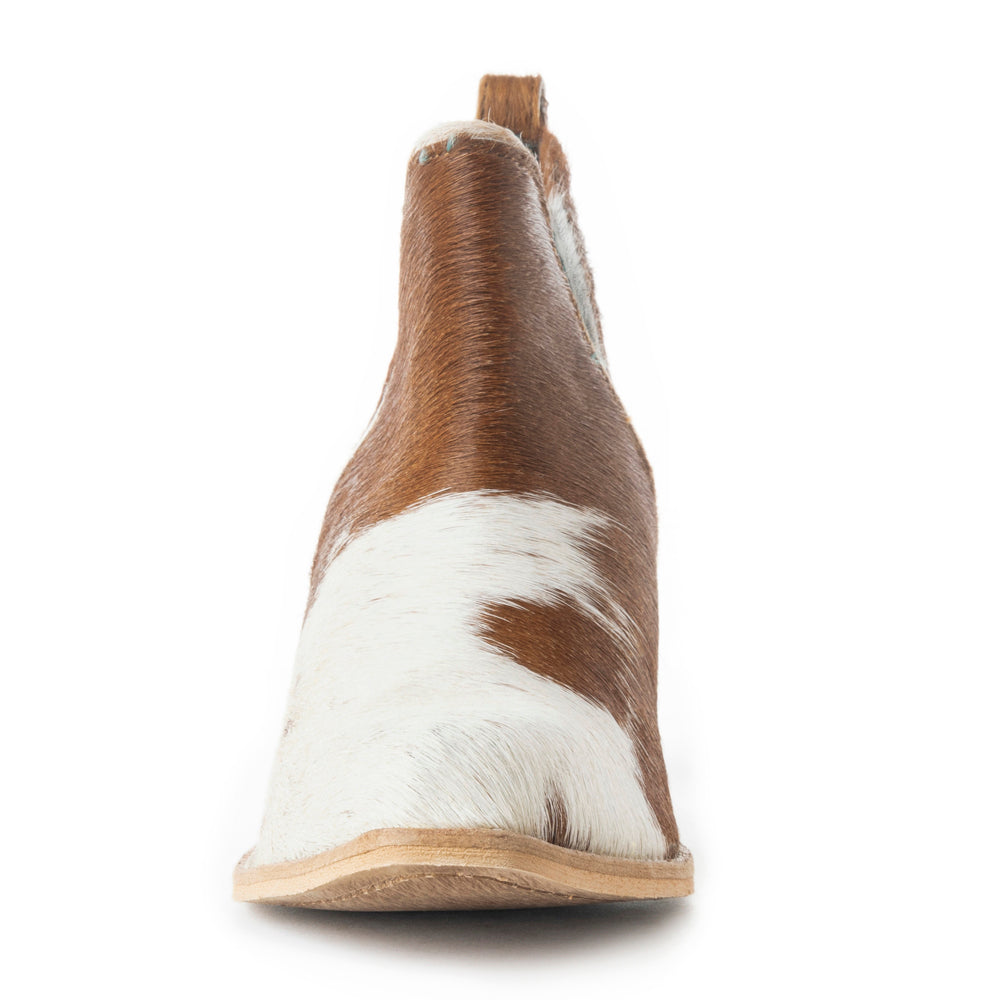 Sunset Bloom Split-Top Hair-On Hide Boots In Speckled Fawn - Myra USA