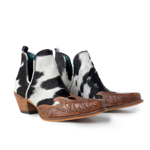 Frisco Blossom Hair-on Hide & Hand-tooled Boots - Myra USA