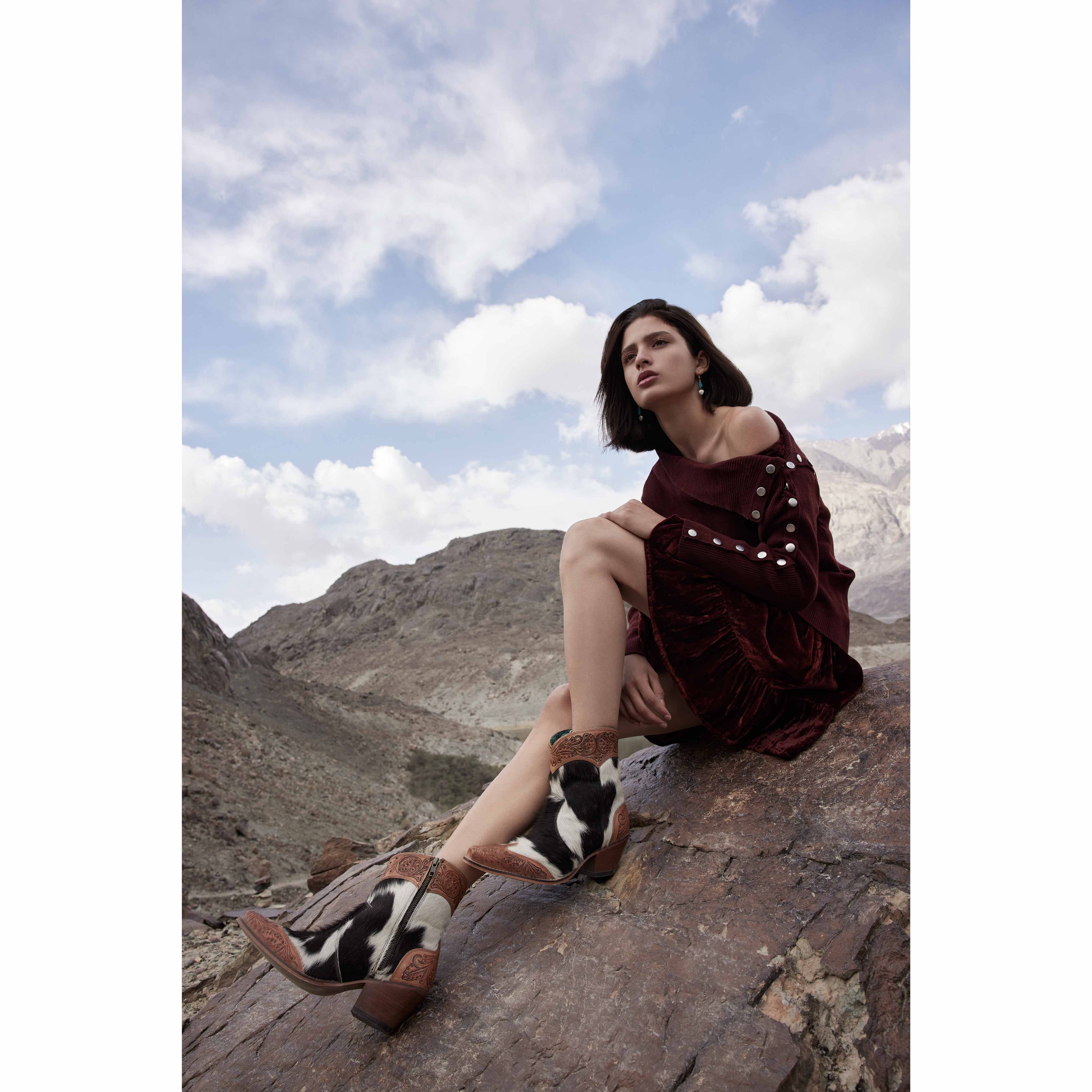 Silverado Hair-on Hide & Hand-tooled Boots - Myra USA