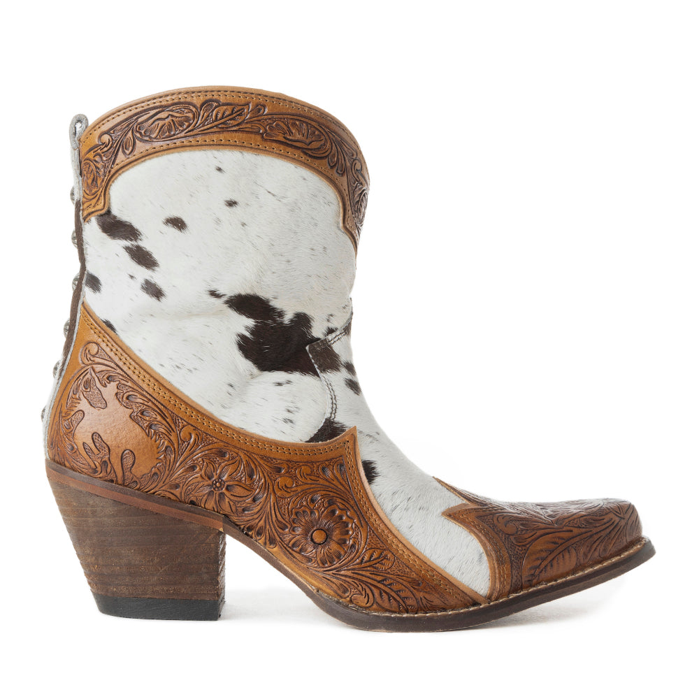Sandy Mae Hair-on Hide & Hand-tooled Leather Boots - Myra USA