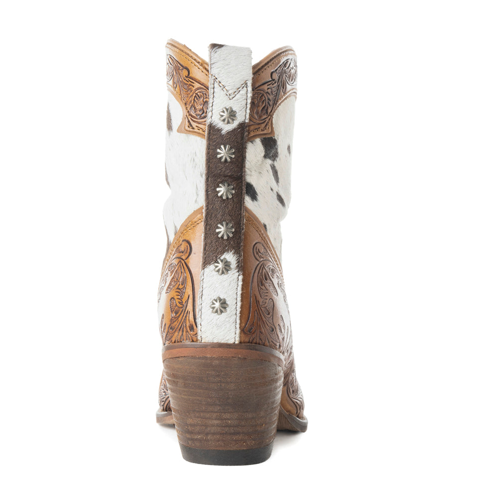 Sandy Mae Hair-on Hide & Hand-tooled Leather Boots - Myra USA
