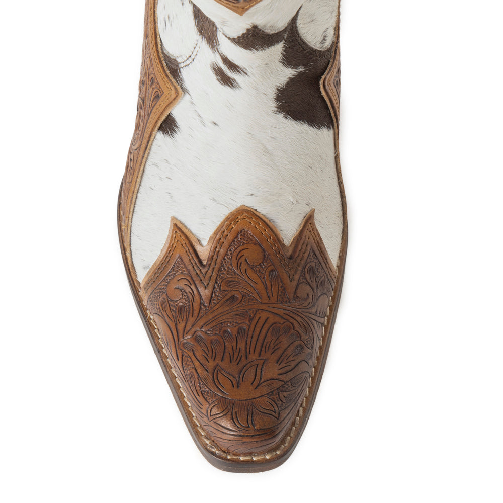 Sandy Mae Hair-on Hide & Hand-tooled Leather Boots - Myra USA